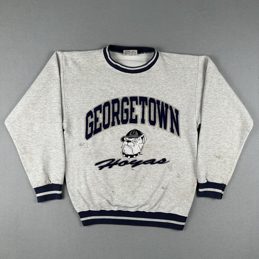 Vintage Georgetown Hoyas Sweatshirt Men's Small Gray Embroidered Dog Logo